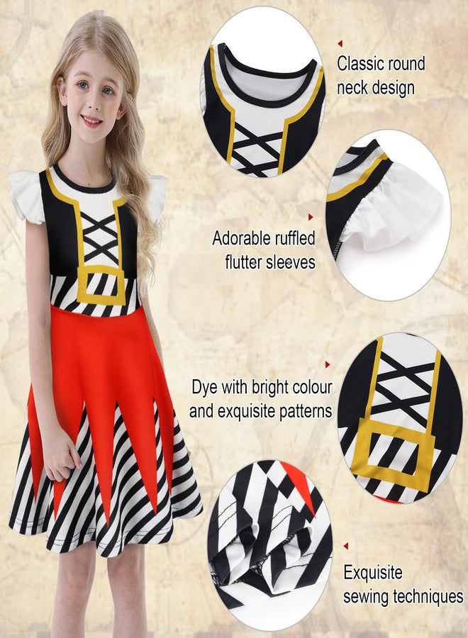 Eledobby Girls Pirate Costume Kids Halloween Costumes Pirate Dress Girl Birthday Party Cosplay Outfits 7-8Years - Image 4
